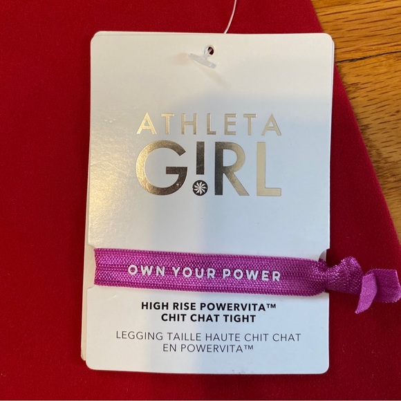 Athleta Girl High Rise Powervita Chit Chat Tight Red Size 14 XL NWT - Picture 6 of 8